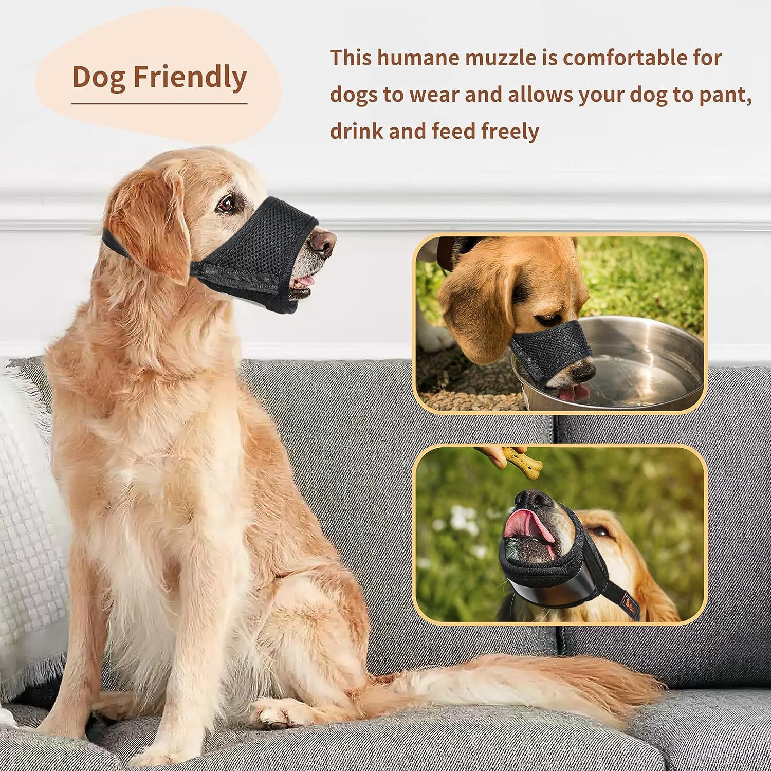 Dog Muzzle For Large Medium Small Dogs Mesh Muzzle For Dog To Prevent Biting Chewing Licking Eating Soft Dog Muzzle With Front Opening Design For Drinking Panting