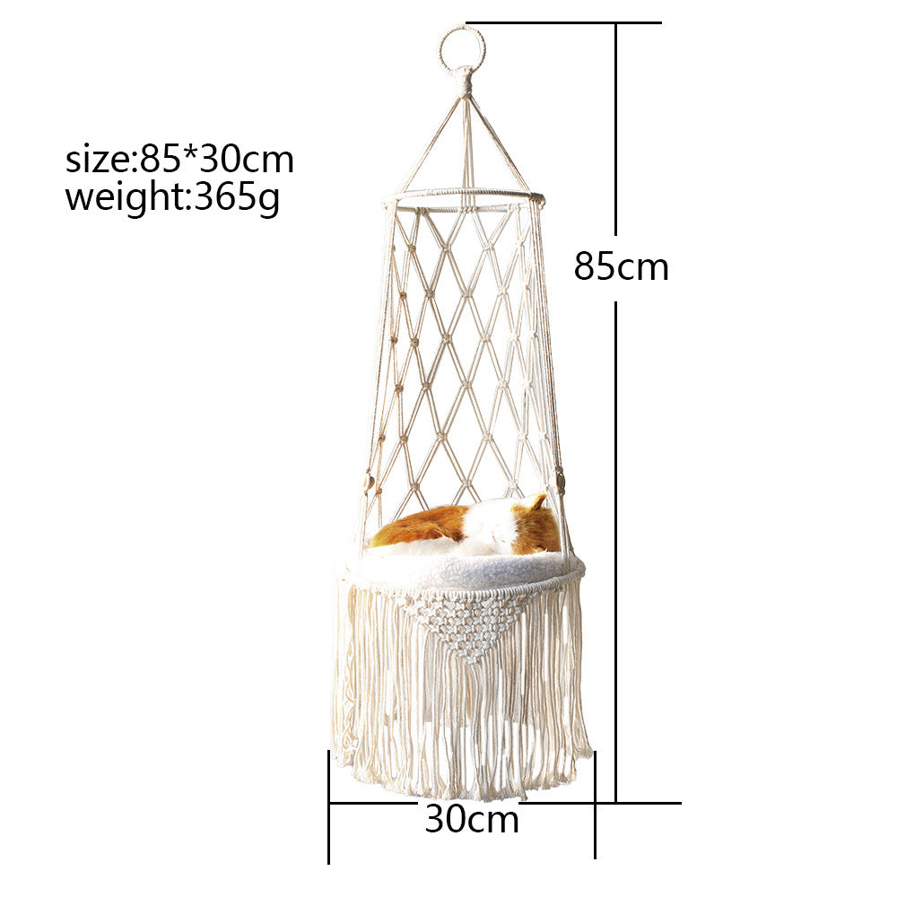 Macrame Hanging Pet Bed Macrame Cat Hammock Wall Hanging Cat Hammock Macrame Cat Bed-Pet Gifts Hammock Macrame Cat Swing